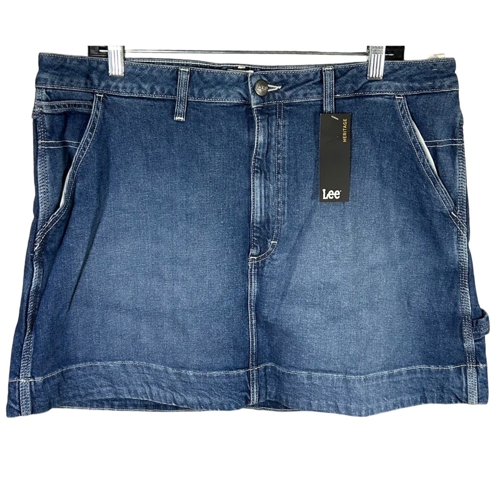 Lee Heritage Women's Denim Carpenter Skirt Size 16 Medium Wash New